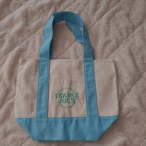 Trader Joe's Blue and Cream Small Tote Bag